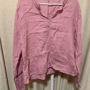 Massimo Dutti Pink Blouse 100% linen size Large